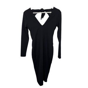 Nookie Cleo Long Sleeve Midi Dress Women’s Small Black Bodycon Evening NWT